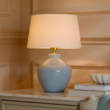 Launton 27cm Ceramic Lamp Base & Coningsby White Lampshade - 30cm - Laura James 