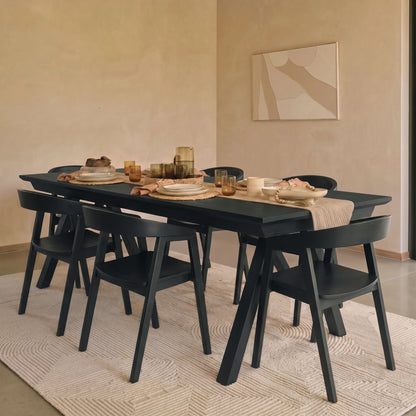 Sabina 160-240cm Black Oak Extending Dining Table Set - 6 Seater - Ella Black Oak Dining Chairs - Laura James 