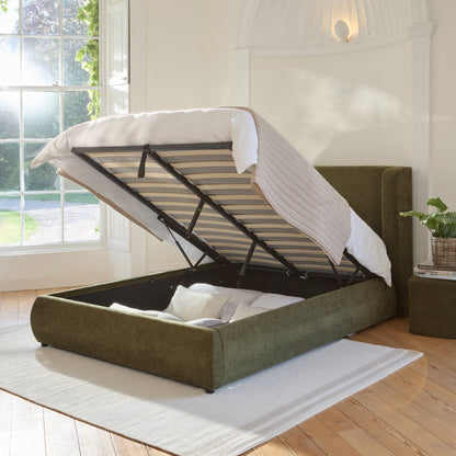 Hannah King Ottoman Bed - Moss Green - Laura James