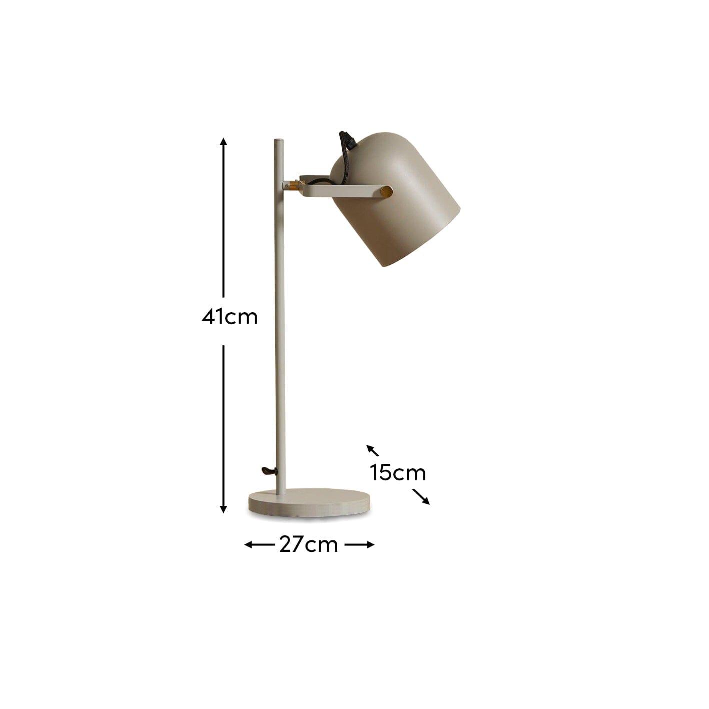 Birstall 41cm Metal Desk Lamp - Grey - Laura James