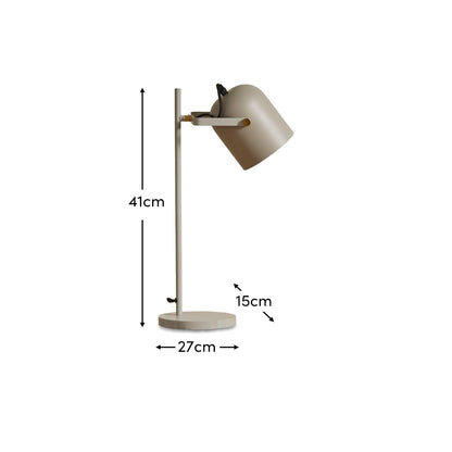 Birstall 41cm Metal Desk Lamp - Grey - Laura James