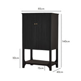 Jade 2 Door Tall Cabinet - Black - Laura James