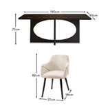 Jade Jet Black Rectangular Acacia Dining Table Set - 6 Seater - Freya Boucle Armchairs with Black Legs
 - Laura James 