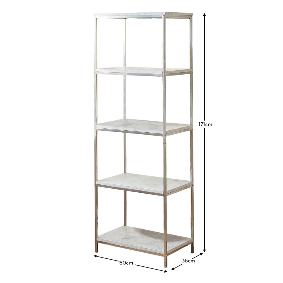 Outlet - Jay Bookcase - Marble Effect & Chrome – Laura James