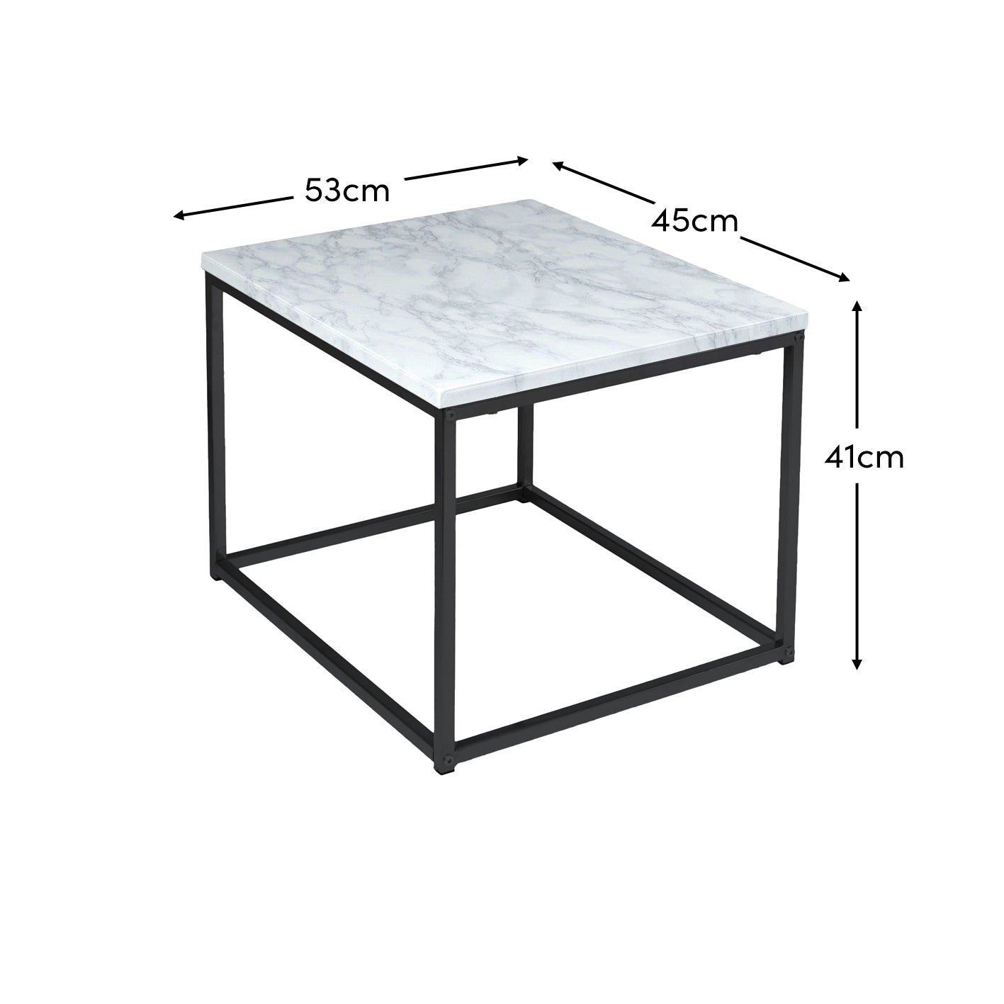 Jay side table - marble effect and black - Laura James