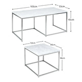 Jay coffee table and side table set - marble effect and chrome
