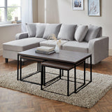 Jay Coffee Table and Side Table Set Walnut and Black - Laura James
