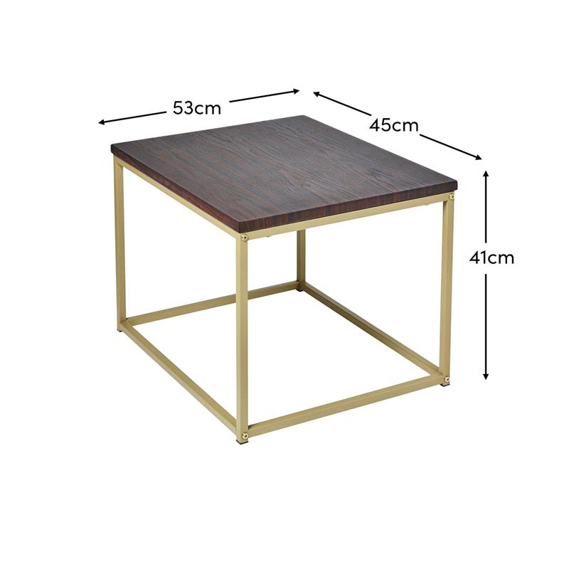 Jay side table - walnut effect and gold - Laura James