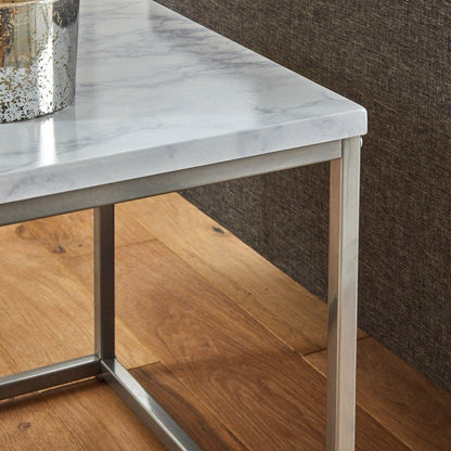 Jay Side Table Chrome Frame Marble Top - Laura James