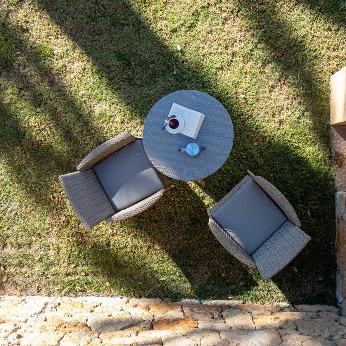 Kemble 2 Seater Rattan Bistro Outdoor Dining Set in Natural Brown - Garden Furniture - Laura James