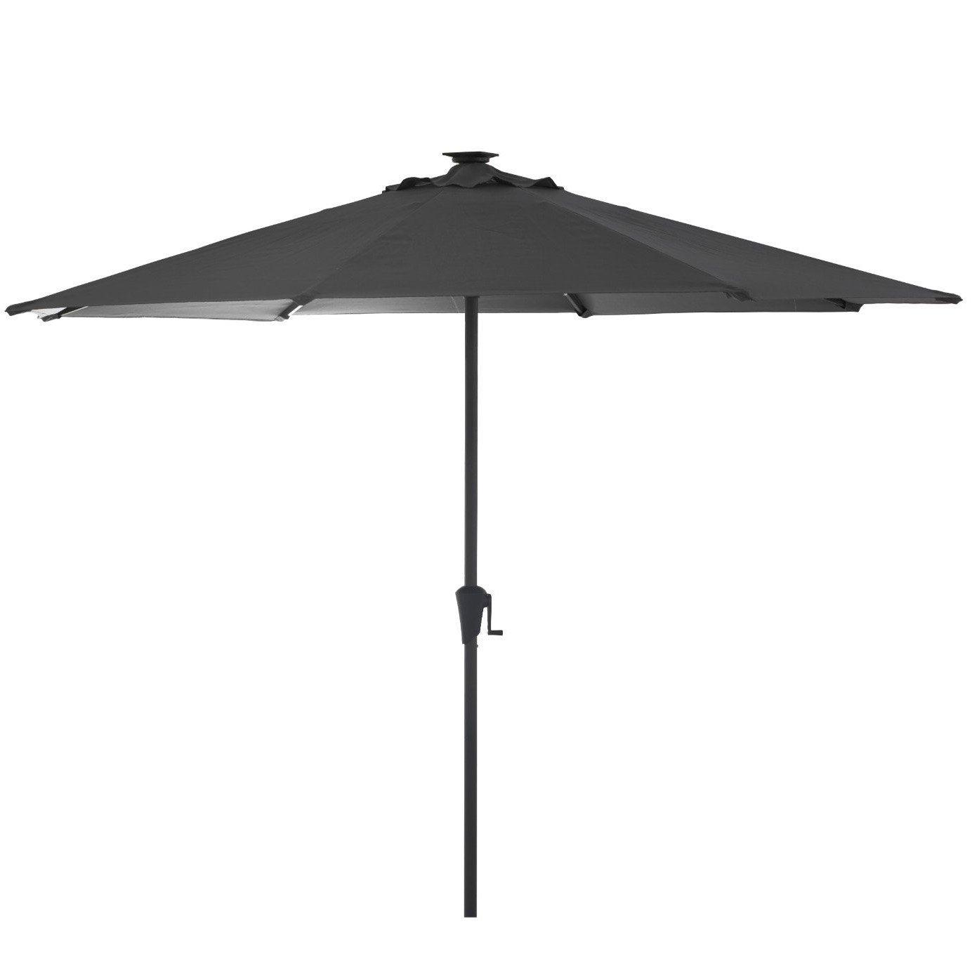 Ashby 6 Seater Wooden Round Garden Dining Set with Premium Grey LED Parasol - 130cm - Laura James