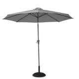 Kemble 4 Seater Rattan Round Dining Set With Grey Parasol - Natural - Rattan Garden Furniture - Laura James