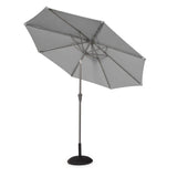 Kemble 4 Seater Rattan Round Dining Set With Grey Parasol - Natural - Rattan Garden Furniture - Laura James