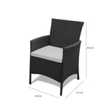 Kemble 4 Seater Rattan Round Dining Table & Chair Set Black - Garden Furniture Outdoor