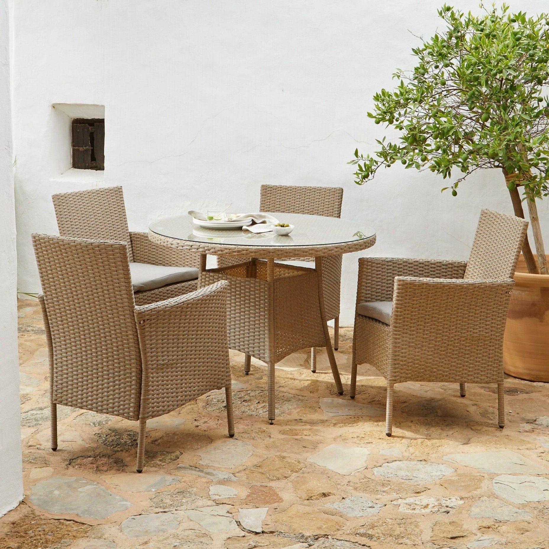 Brown Wicker Dining Set Resin Wicker Furniture Set Kemble Seater