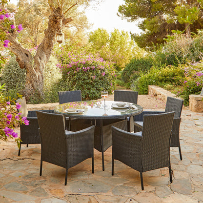 Kemble garden dining table - 6 seater - black rattan - Laura James