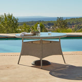 Kemble 6 Seater Round Rattan Garden Dining Set with Kemble/Marston Dining Chairs - Light Grey