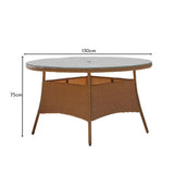 Kemble 6 Seater Outdoor Round Dining Table - Natural Brown - Laura James