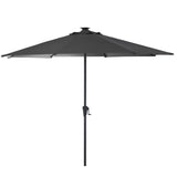 Kemble 8 Seater Rattan Round Dining Set with Grey Parasol - Natural Brown - Laura James