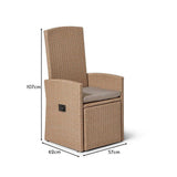 Kemble/Marston Outdoor Reclining Chair with Cushion - Natural Brown - Laura James