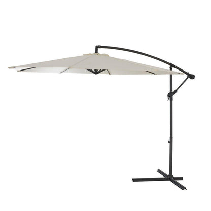 Cream Lean Over Parasol - 2.9m Round with Octagonal Black Base