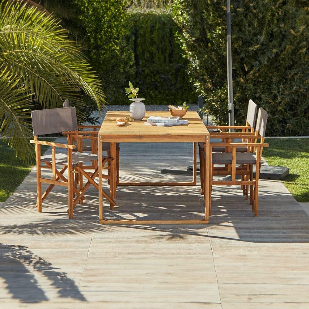 Lennox wooden outdoor dining set with grey directors chairs - Laura James