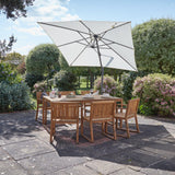 Lennox 6 Seater Wooden Outdoor Dining Set with Premium Cream Parasol