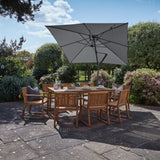 Lennox 6 Seater Wooden Outdoor Dining Set with Premium Grey Parasol