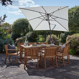 Lennox 8 Seater Wooden Outdoor Dining Set with Premium Cream Parasol