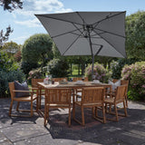 Lennox 8 Seater Wooden Outdoor Dining Set with Premium Grey Parasol