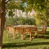 Lennox Table & 8 Lennox Armchairs with Cream LED Premium Parasol