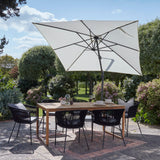 Lennox Table With 6 Hali Black Dining Chairs and Cream Premium LED Parasol