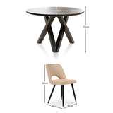 Levi Acacia Round Dining Table Set - 4 Seater - Dolly Boucle Dining Chairs - Black Legs - Laura James 
