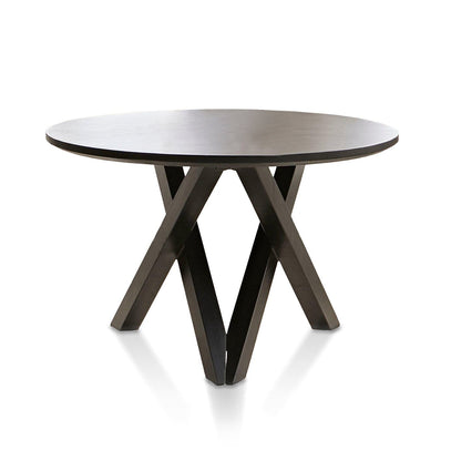 Levi Black Round Dining Table Set - 4 Seater - Marilyn Ivory and Black Piping Dining Chairs with Black Legs - Laura James 