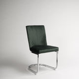 Lola Green Velvet Dining Chair with Chrome Legs - Laura James
