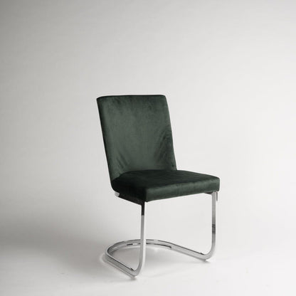 Lola Green Velvet Dining Chair with Chrome Legs - Laura James