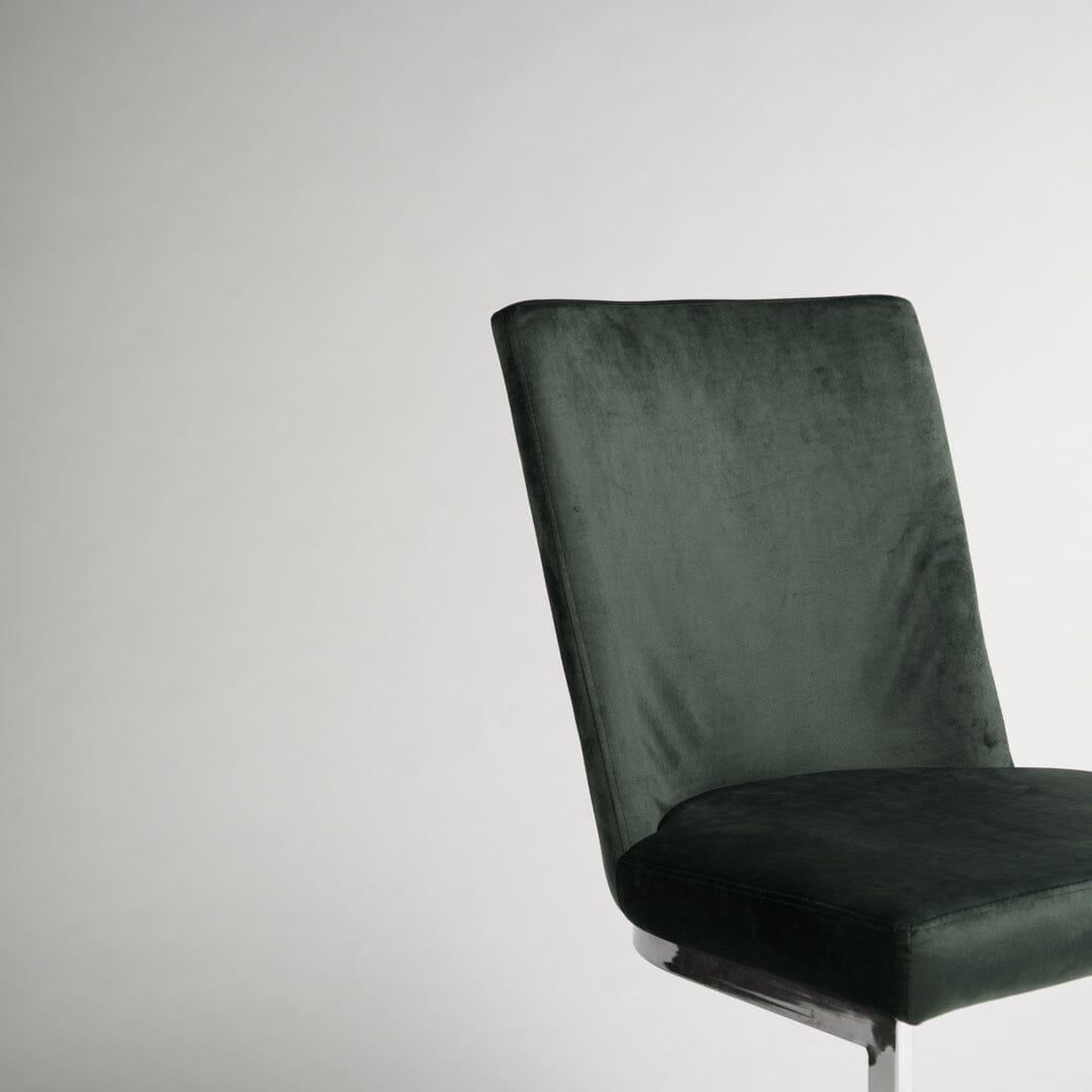 Lola Green Velvet Dining Chair with Chrome Legs - Laura James