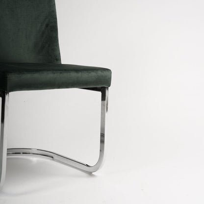 Lola Green Velvet Dining Chair with Chrome Legs - Laura James