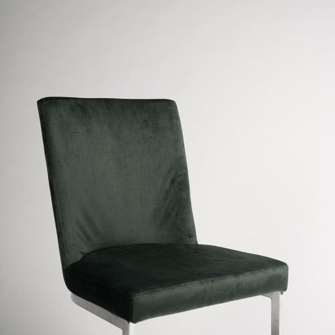Lola Green Velvet Dining Chair with Chrome Legs - Laura James
