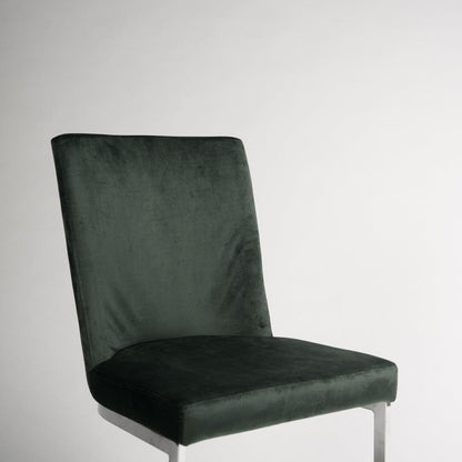 Lola Green Velvet Dining Chair with Chrome Legs - Laura James