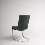 Lola Green Velvet Dining Chair with Chrome Legs - Laura James
