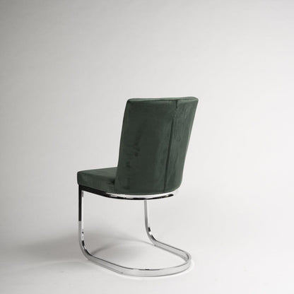 Lola Green Velvet Dining Chair with Chrome Legs - Laura James