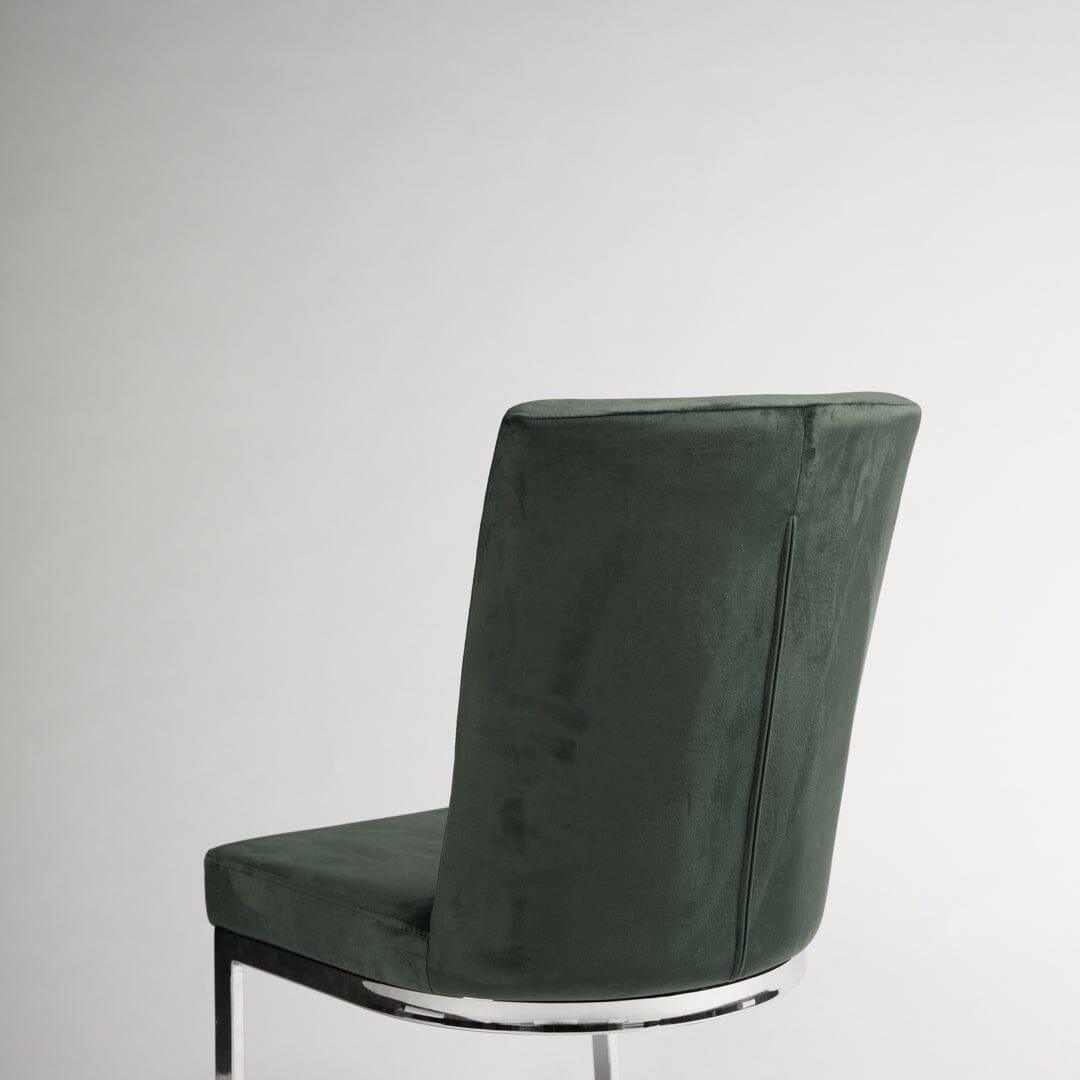 Lola Green Velvet Dining Chair with Chrome Legs - Laura James