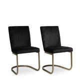Lola Black Dining Chairs - Set of 2 - Gold Legs - Laura James 