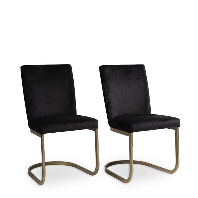 Lola Black Dining Chairs - Set of 2 - Gold Legs - Laura James 