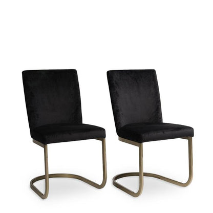 Lola Black Dining Chairs - Set of 2 - Gold Legs - Laura James 