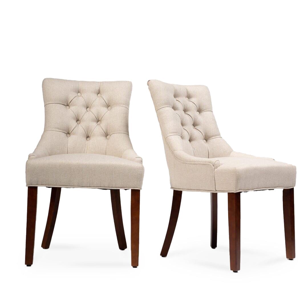 Louis Sand Dining Chairs - Set of 2 - Dark Wood Legs