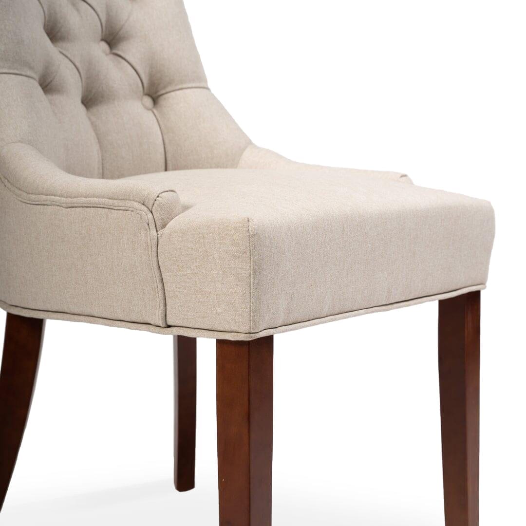 Louis Sand Dining Chairs - Set of 2 - Dark Wood Legs