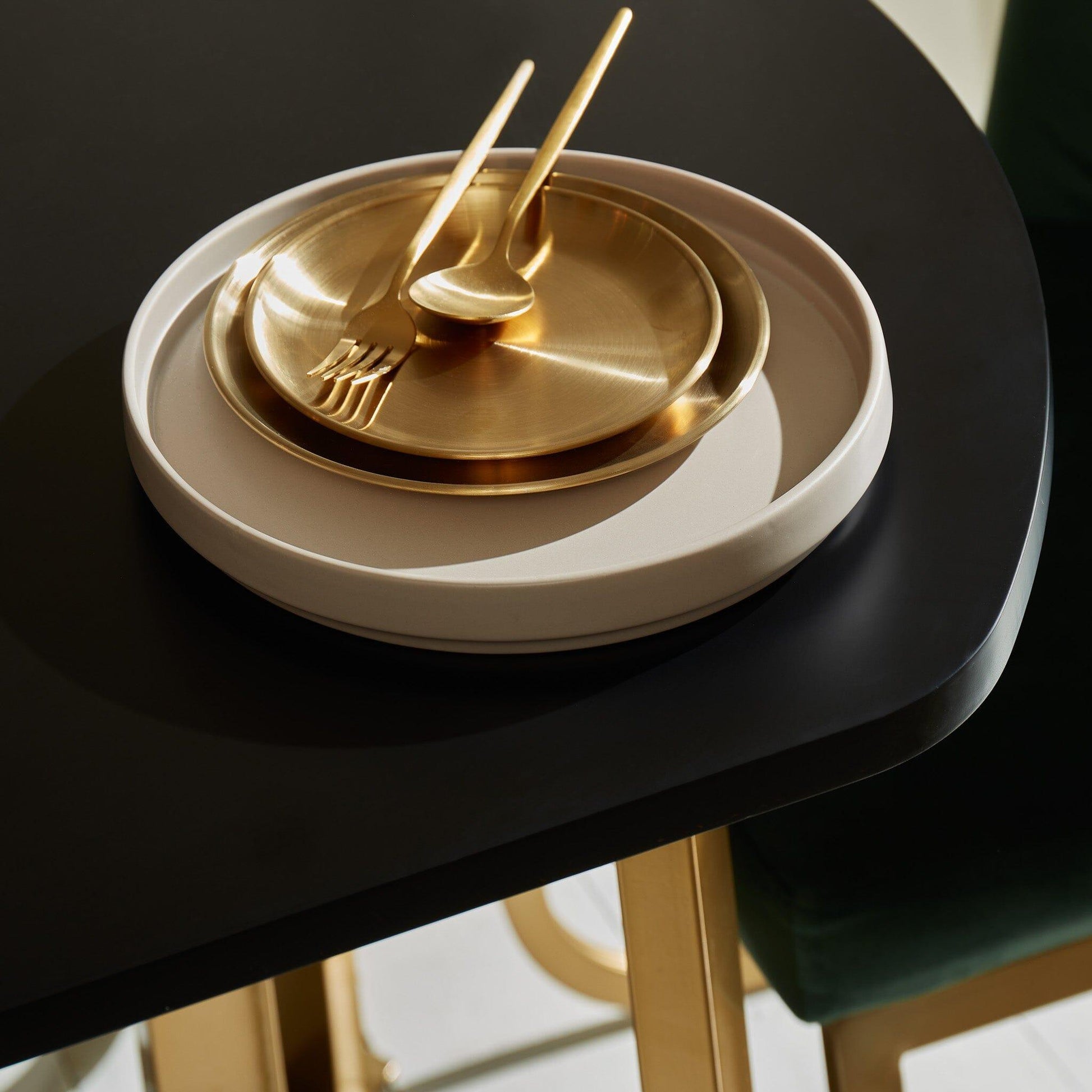 Lua Black Extendable Dining Table with Gold Legs - Laura James