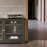 Lua Large 2 Door Sideboard in Fir Green with Fluted Glass - Laura James